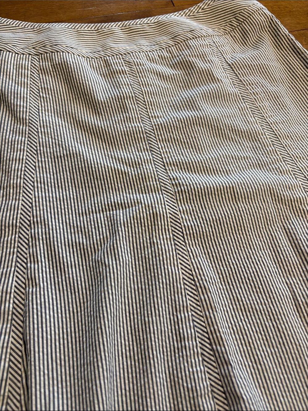 Cotton Talbots Blue and White Pinstripe A-Line Skirt - Picture 3 of 8